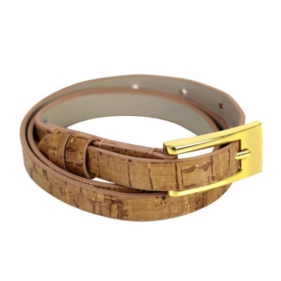 BROWN GOLD CORK LEATHER 1/2"Wd DRESS CASUAL WOMEN'S BELT Sz XS/4 (A83 - Picture 7 of 13